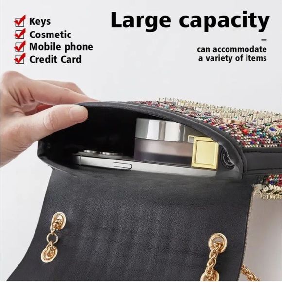 Elegant Unbranded Multicolor Studded Rhinestone Women's Bag - NIP - Picture 10 of 16